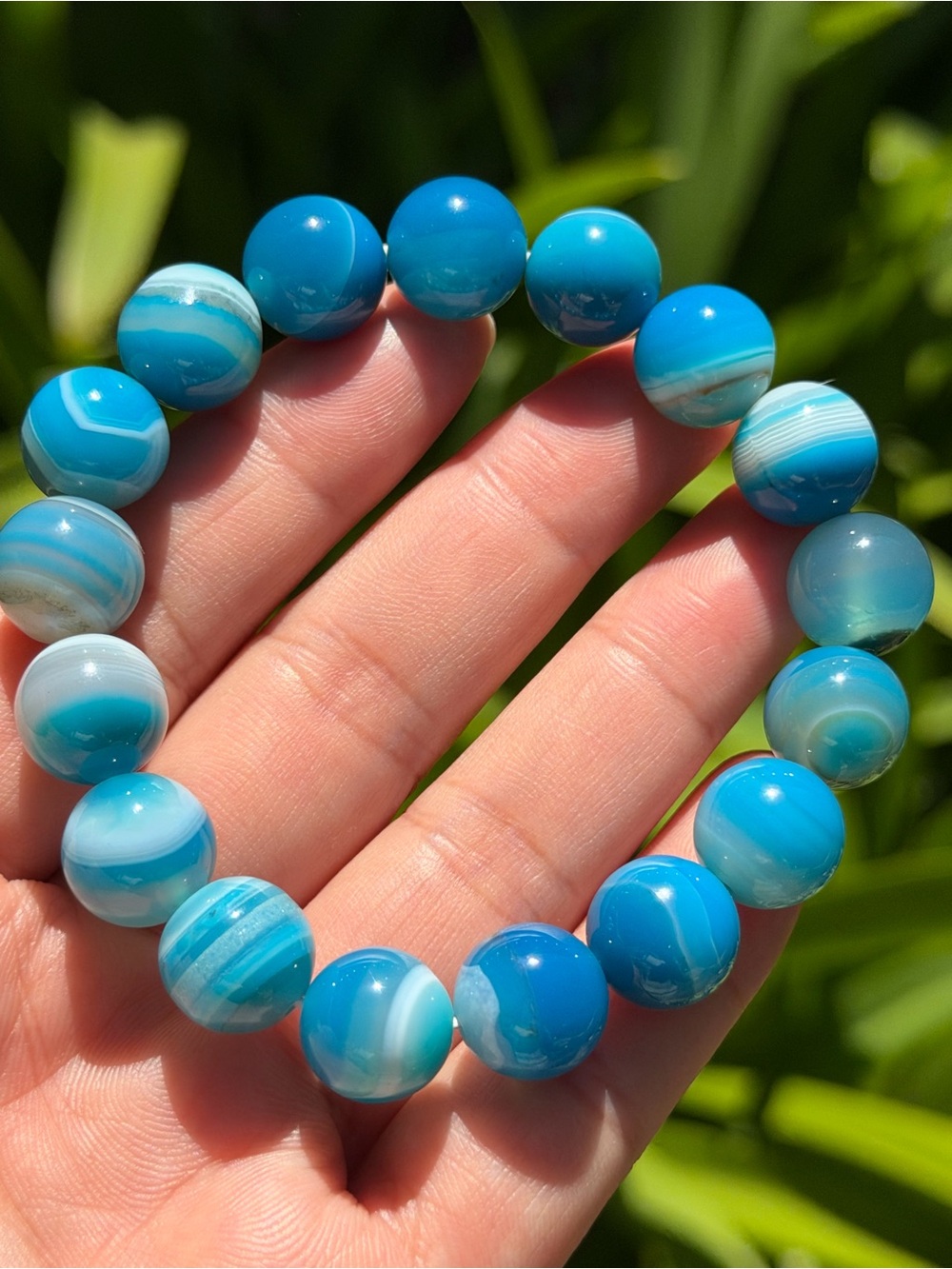 12mm stretchable blue botswana agate bracelet 2109